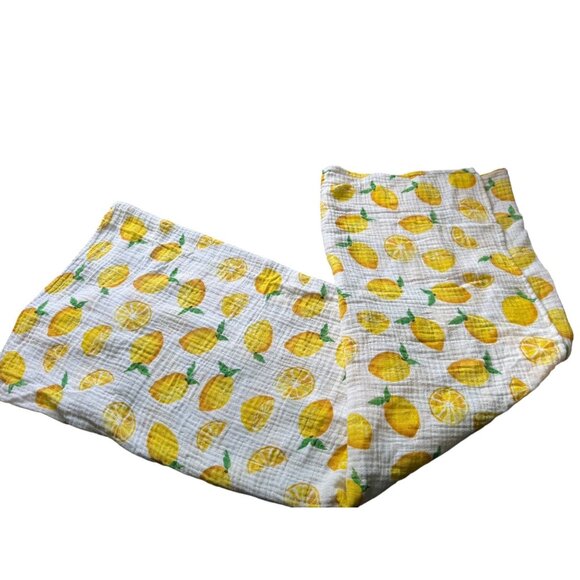 Lemon Print Cotton Muslin Baby Blanket 46X46 Inches Lightweight & Breathable - Picture 1 of 9